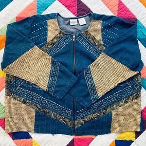 Vintage Embroidered and Beaded Patchwork Zip-up‎ Jacket